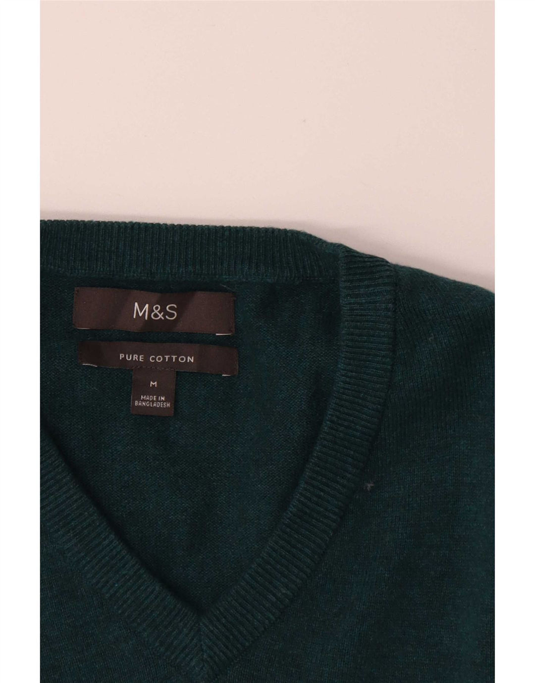 Marks & Spencer Herre V-hals sweater Medium Grøn Bomuld