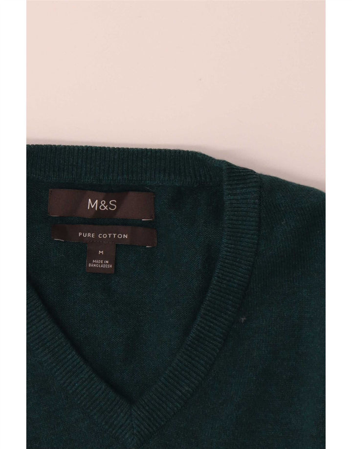 Marks & Spencer Herre V-hals sweater Medium Grøn Bomuld