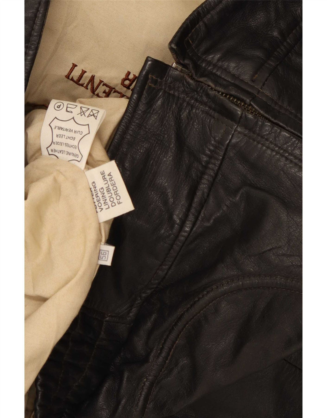 Vintage herre læderjakke IT 56 3XL Sort