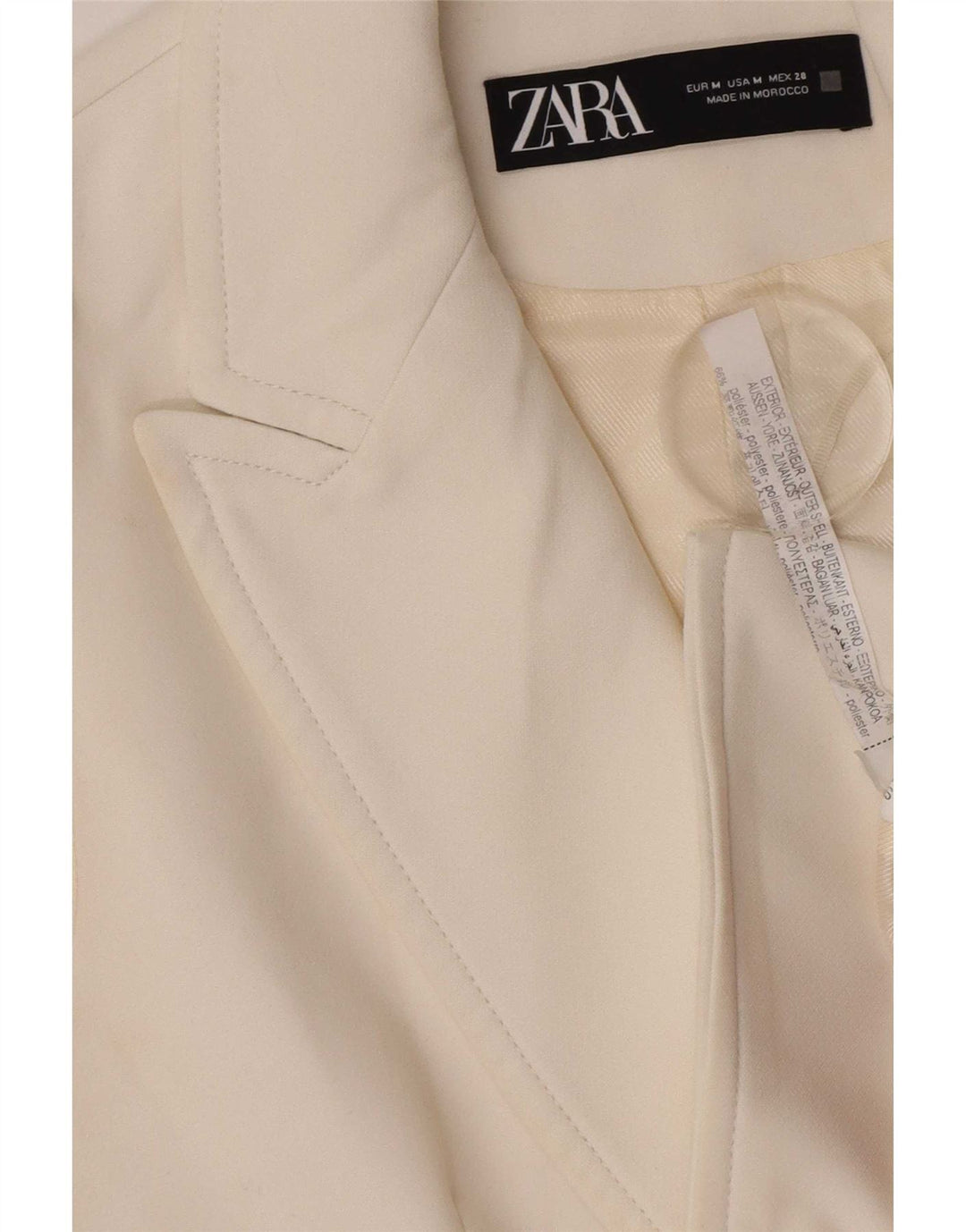 Zara Dame Ærmeløs Dobbeltradet Blazer Jacket UK 12 Medium White