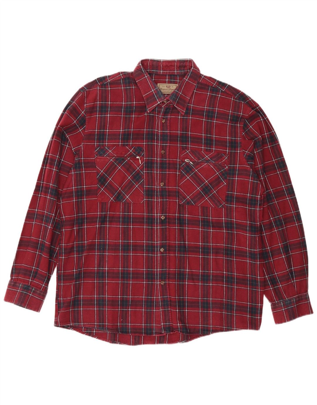 EUROPÆISK PROJEKT Herre Flanelskjorte XL Burgund ternet bomuld