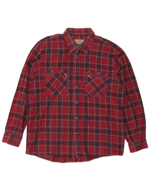 EUROPÆISK PROJEKT Herre Flanelskjorte XL Burgund ternet bomuld