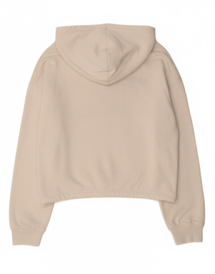 PEPE JEANS Womens Oversized Crop Graphic Hoodie Jumper UK 14 Medium White