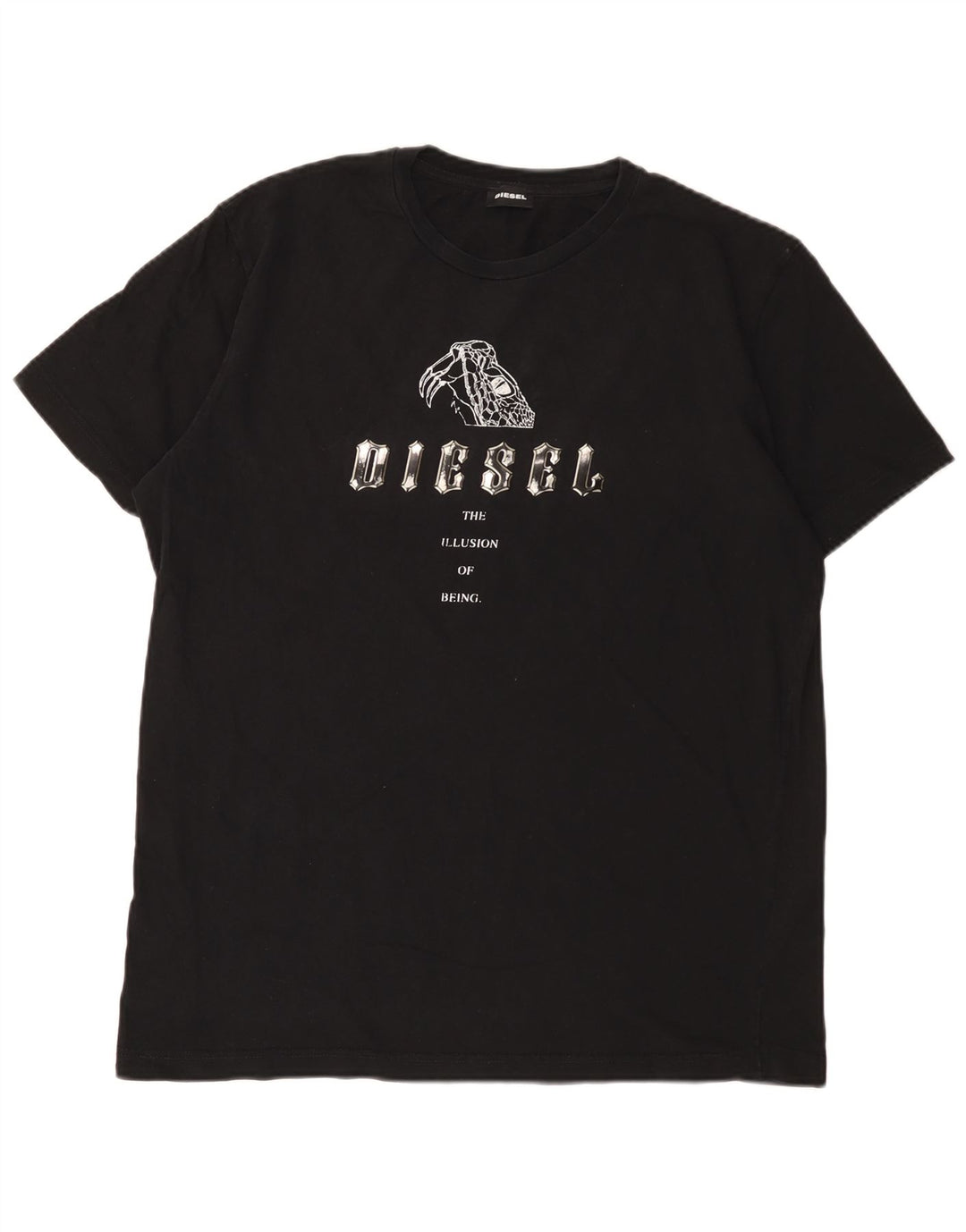 Diesel Herre Grafisk T-Shirt Top XL Sort Bomuld
