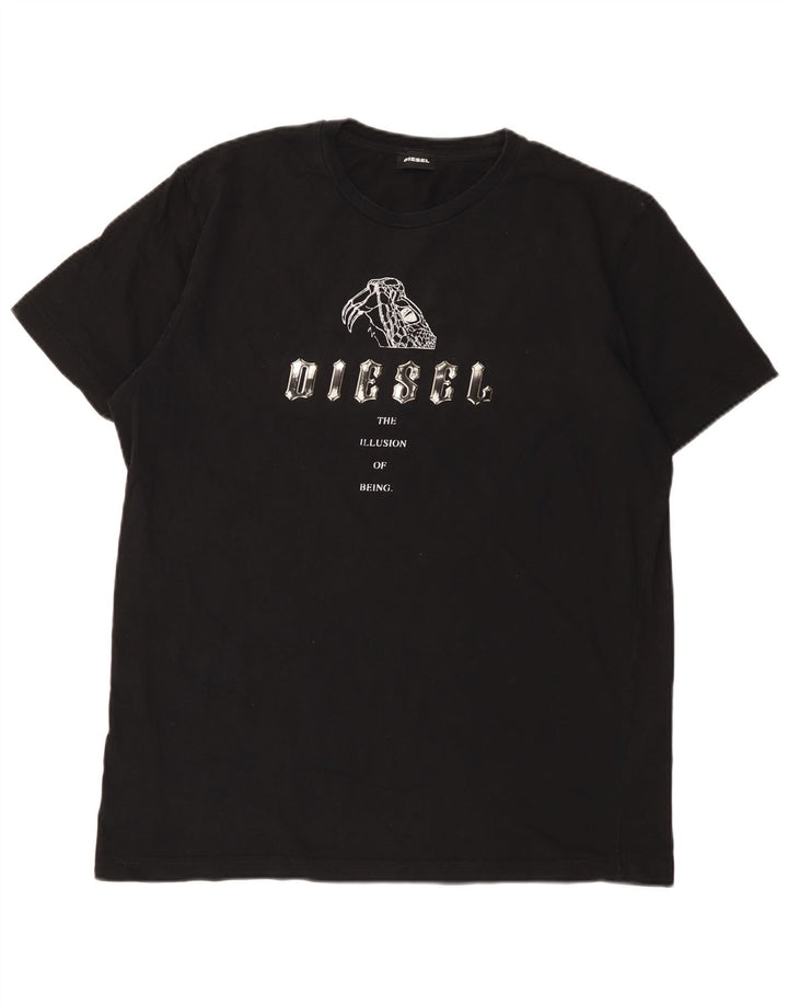 Diesel Herre Grafisk T-Shirt Top XL Sort Bomuld