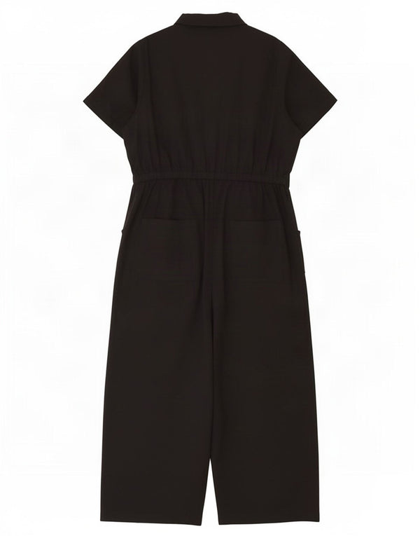 Lucy & Yak Kortærmet Jumpsuit til kvinder UK 26 5XL Sort Bomuld