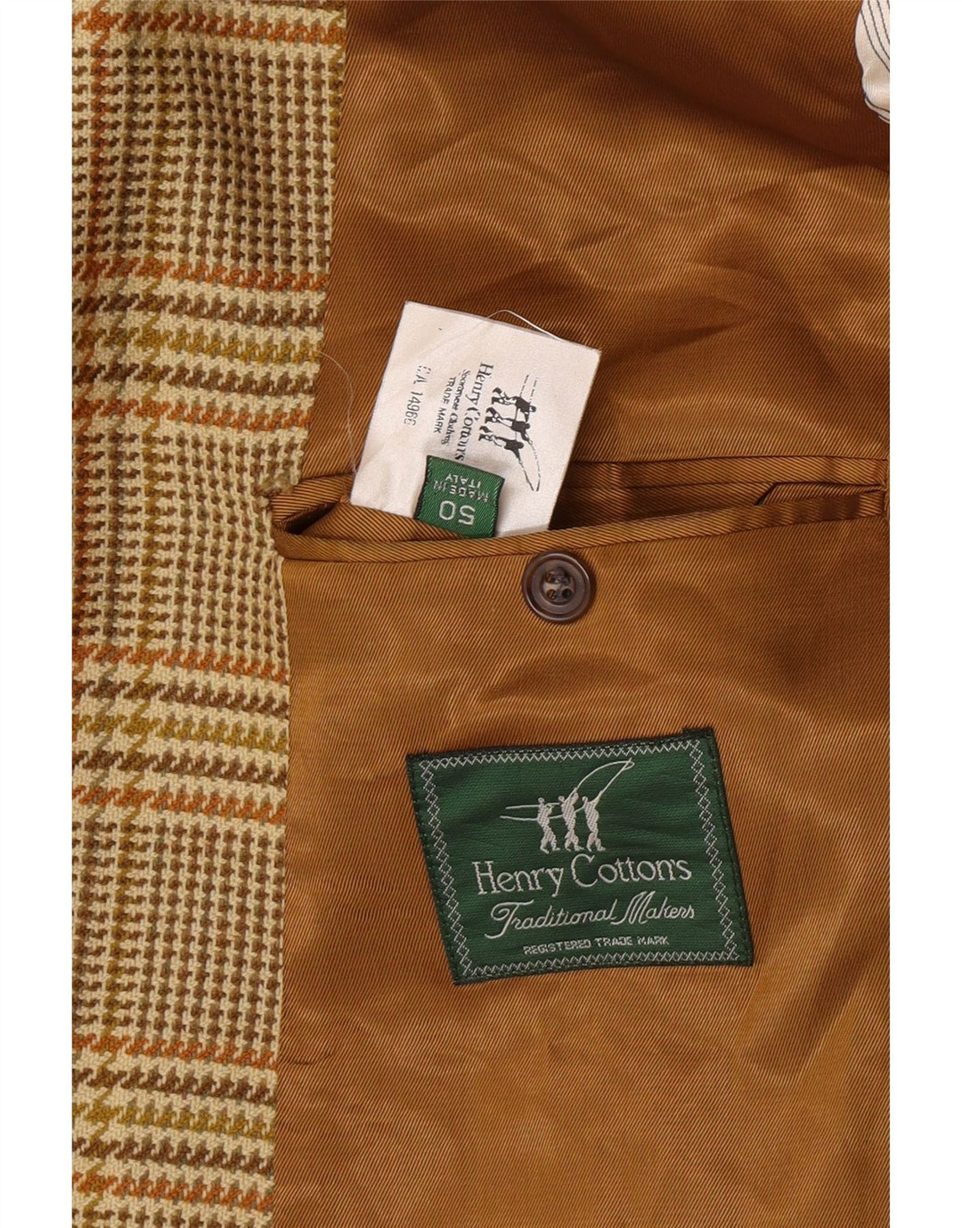 Henry Cottons Herre 2-knaps blazerjakke IT 50 Large Brown Houndstooth
