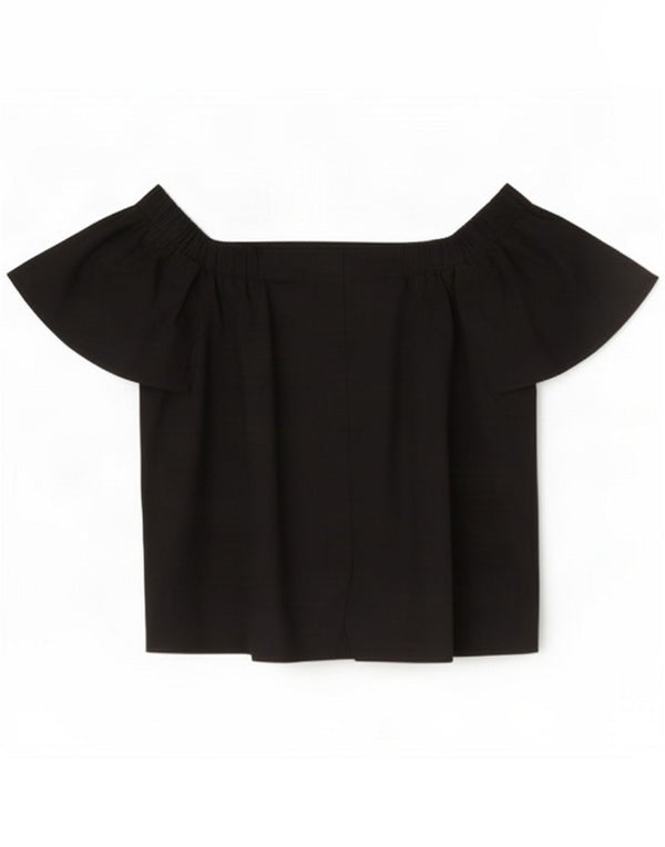 Marks & Spencer Womens Off Shoulder Top UK 14 Large Black Cotton