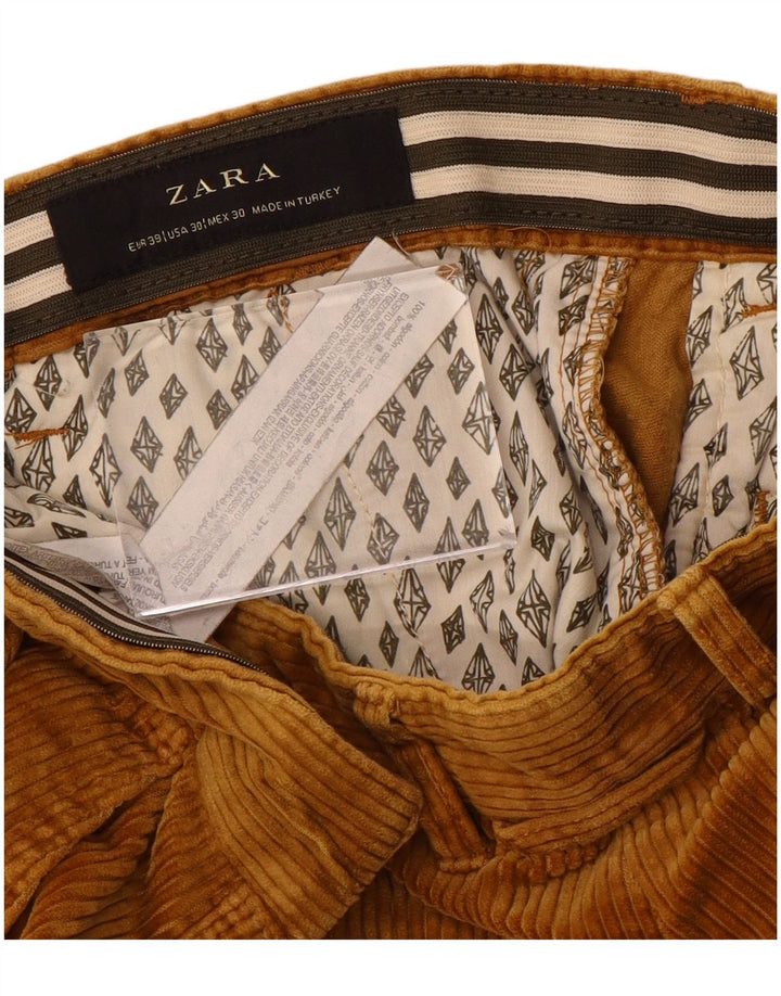 Zara Herre tilspidsede fløjlsbukser W30 L27 brun bomuld