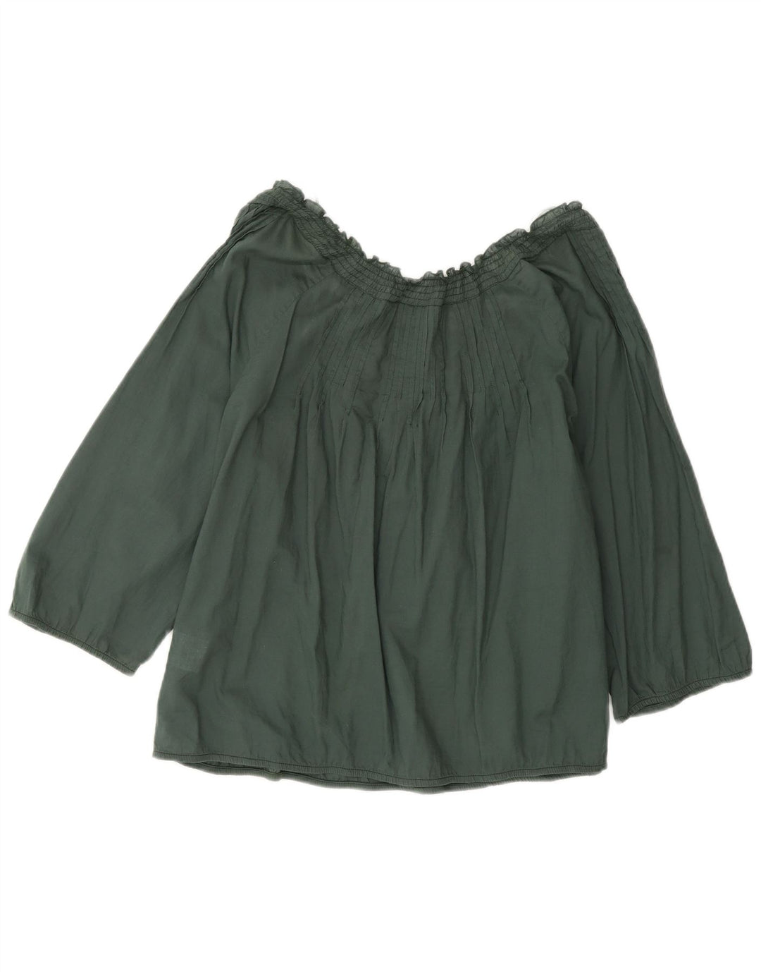 TOMMY HILFIGER Womens Off Shoulder Top US 6 Medium Green Paisley