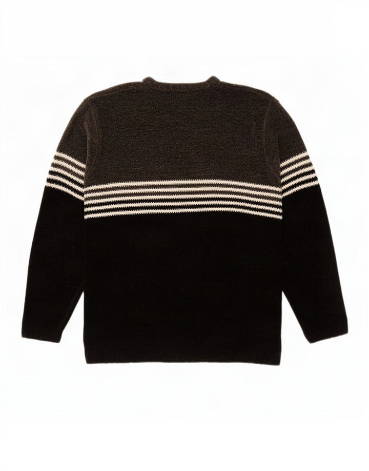 Vintage herre velour V-hals sweater stor grå farveblok