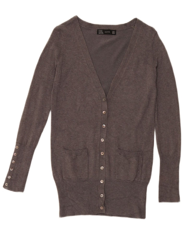 Zara Dame Cardigan Sweater UK 10 Small Grå
