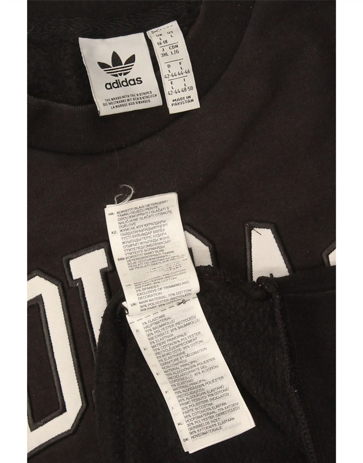 Adidas Womens Graphic Oversized Sweatshirt Jumper UK 16/18 Large Black