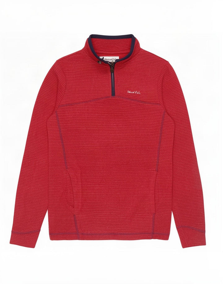 Weird Fish Dame Zip Neck Fleece Jumper UK 8 Small Red Polyester