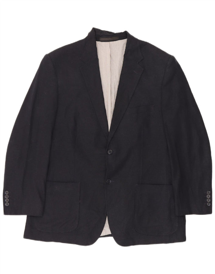 Marks & Spencer Herre 2-knaps blazerjakke UK 44 XL Navy Blue Linen