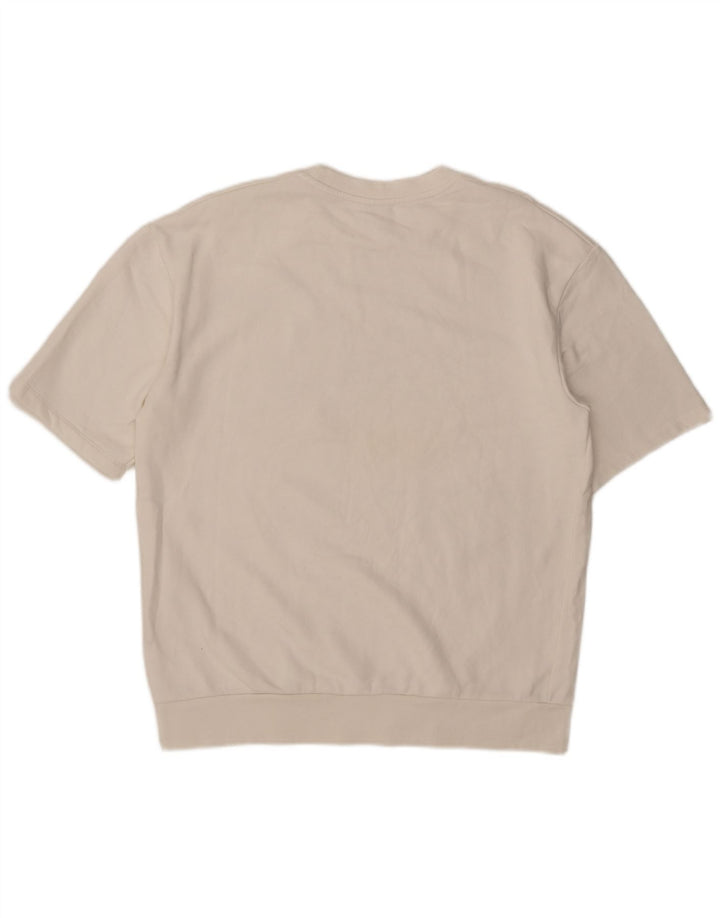 Zara Herre Grafisk Kortærmet Sweatshirt Jumper Stor Hvid Bomuld