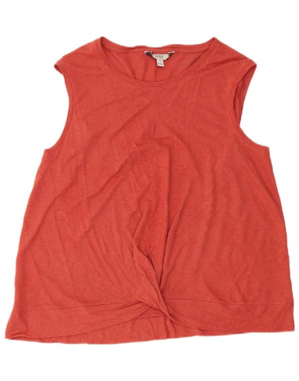 Marks & Spencer Damevest Top UK 16 Large Maroon Linen