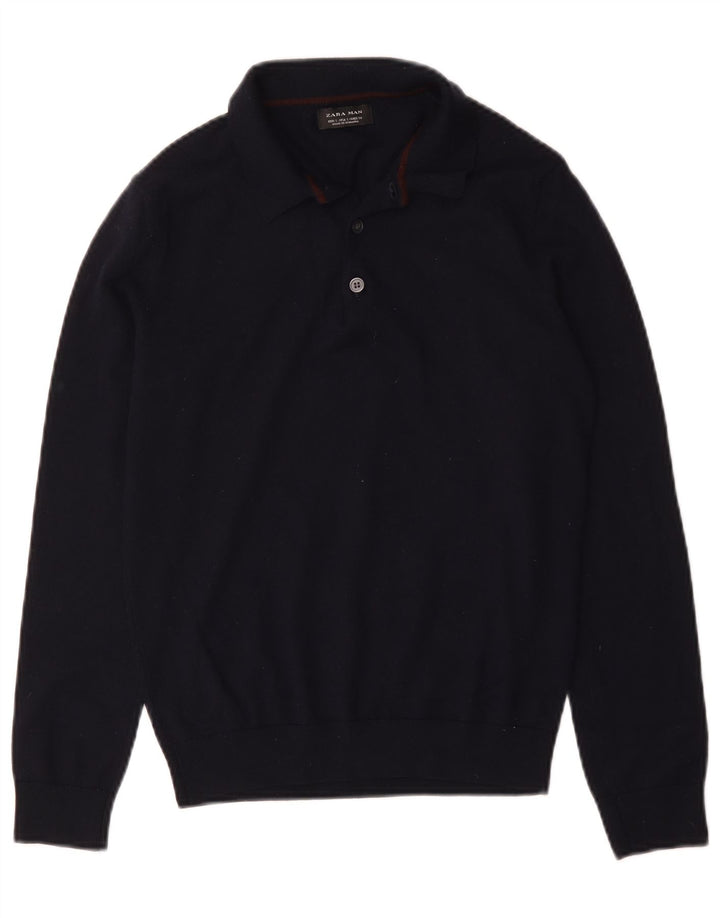 Zara Herre polo-hals sweater lille marineblå