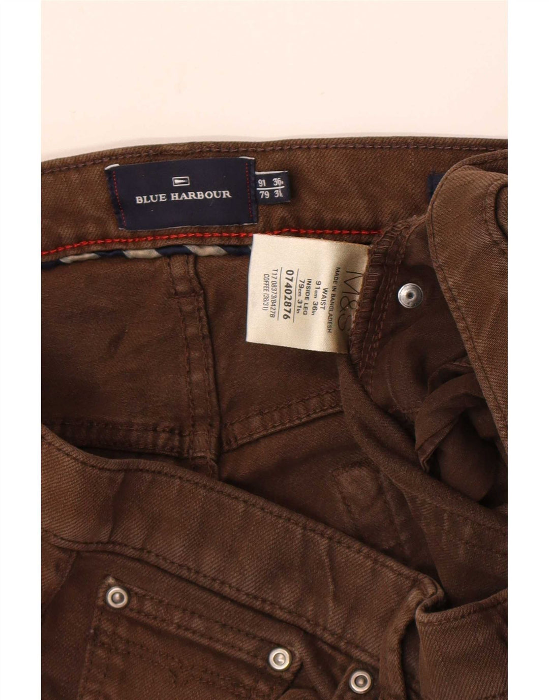 Marks & Spencer Dame Blue Harbor Straight Jeans W36 L31 Brun Bomuld
