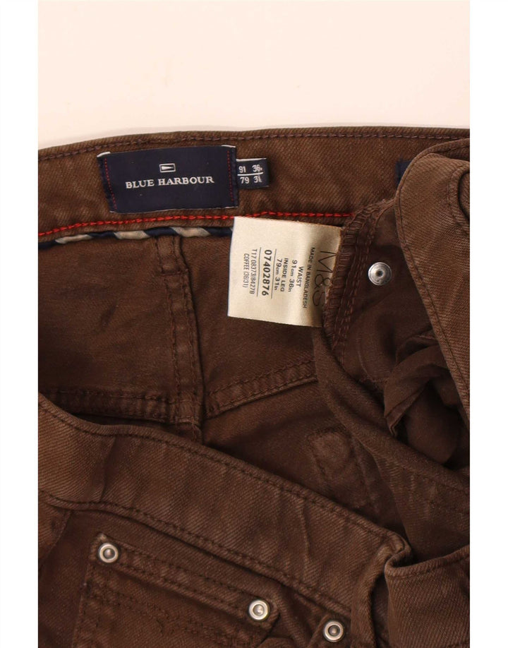 Marks & Spencer Dame Blue Harbor Straight Jeans W36 L31 Brun Bomuld