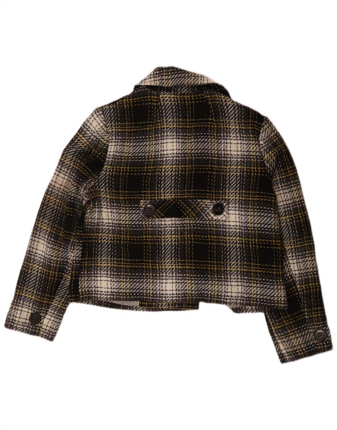 Marks & Spencer Womens Short Pea Coat UK 14 Large Black Check Acryl