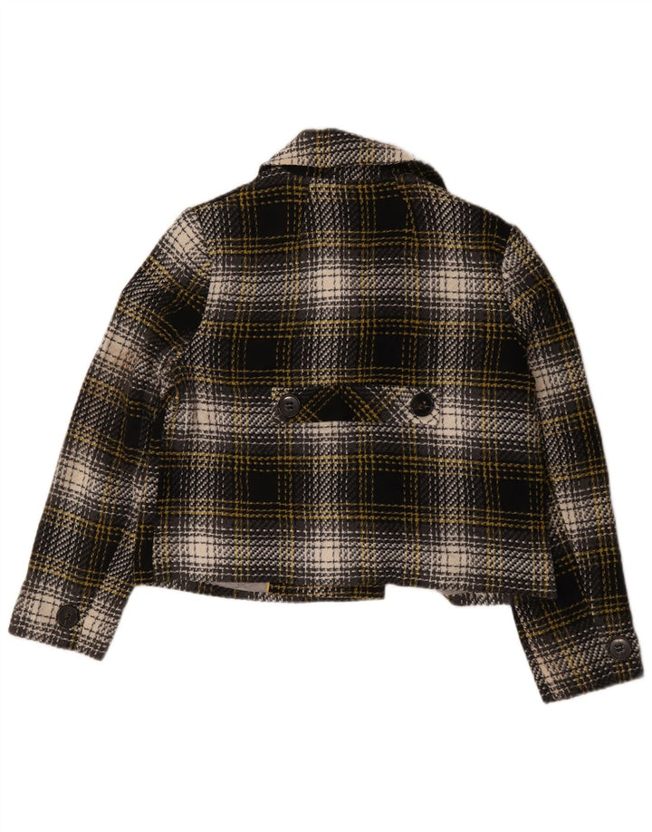 Marks & Spencer Womens Short Pea Coat UK 14 Large Black Check Acryl