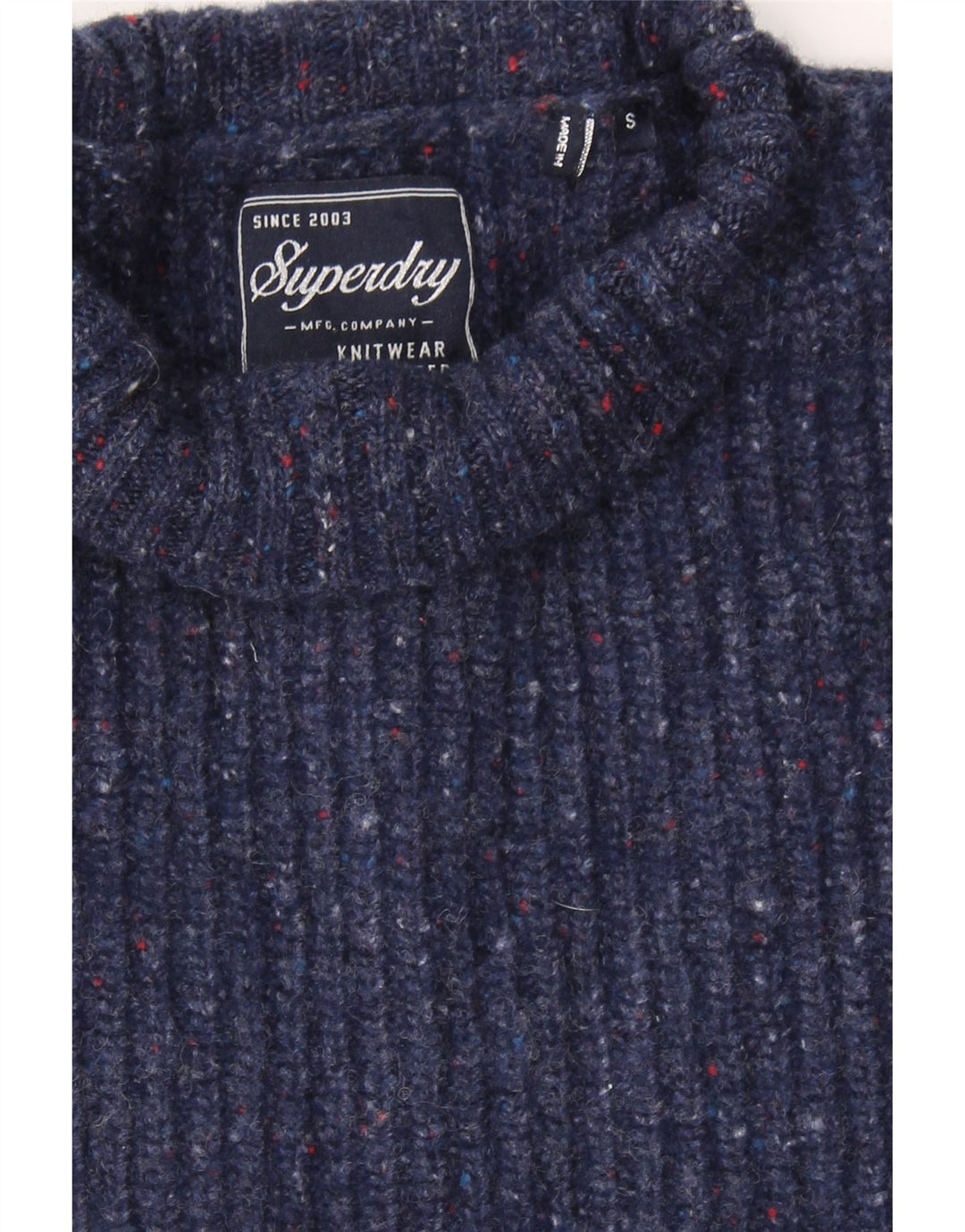 SUPERDRY Womens Turtle Neck Jumper Sweater UK 10 Small Navy Blue Lambswool Vintage Superdry and Second-Hand Superdry from Messina Hembry 