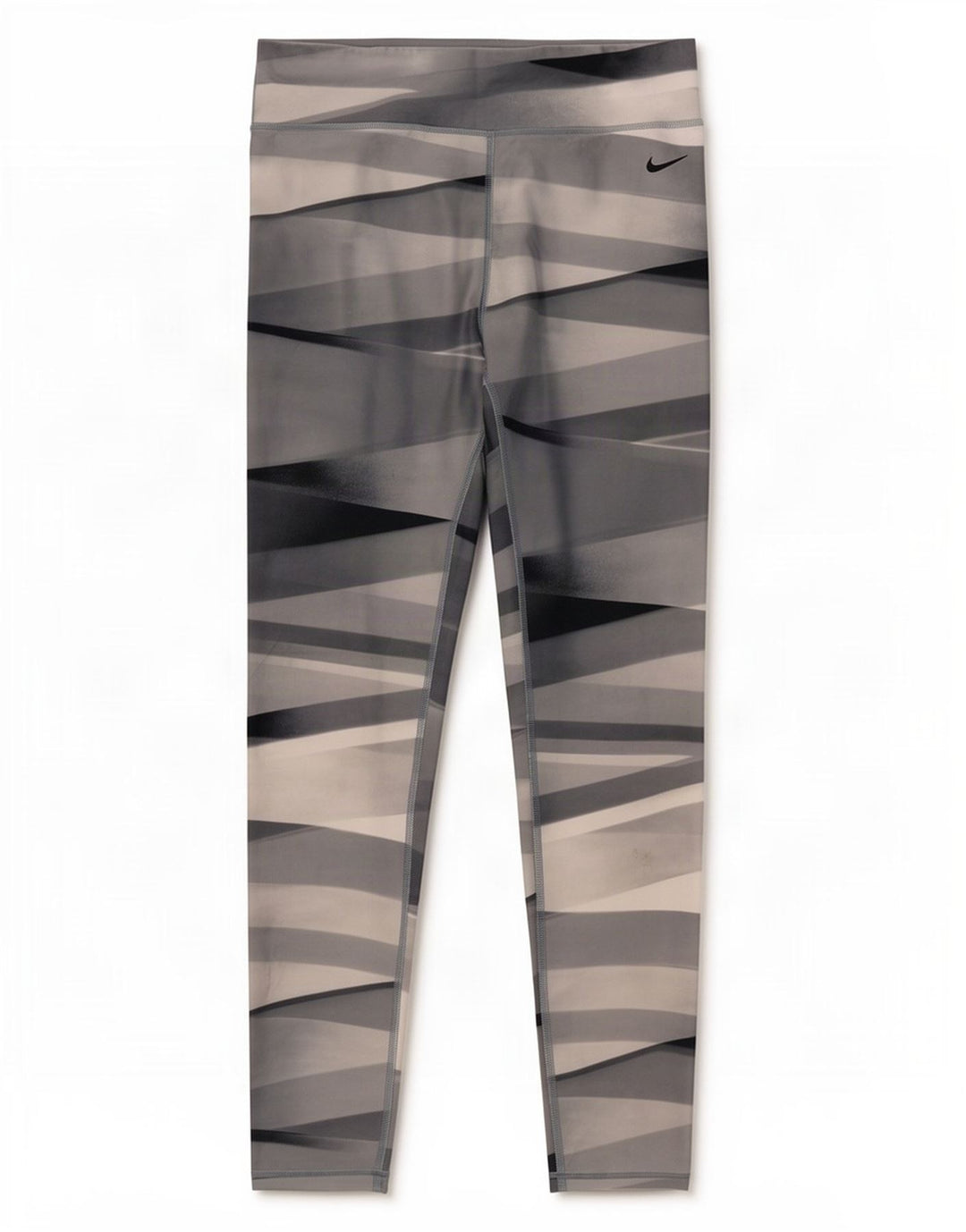 Nike Dame Dri Fit Leggings UK 12 Medium Grey Geometrisk Polyester