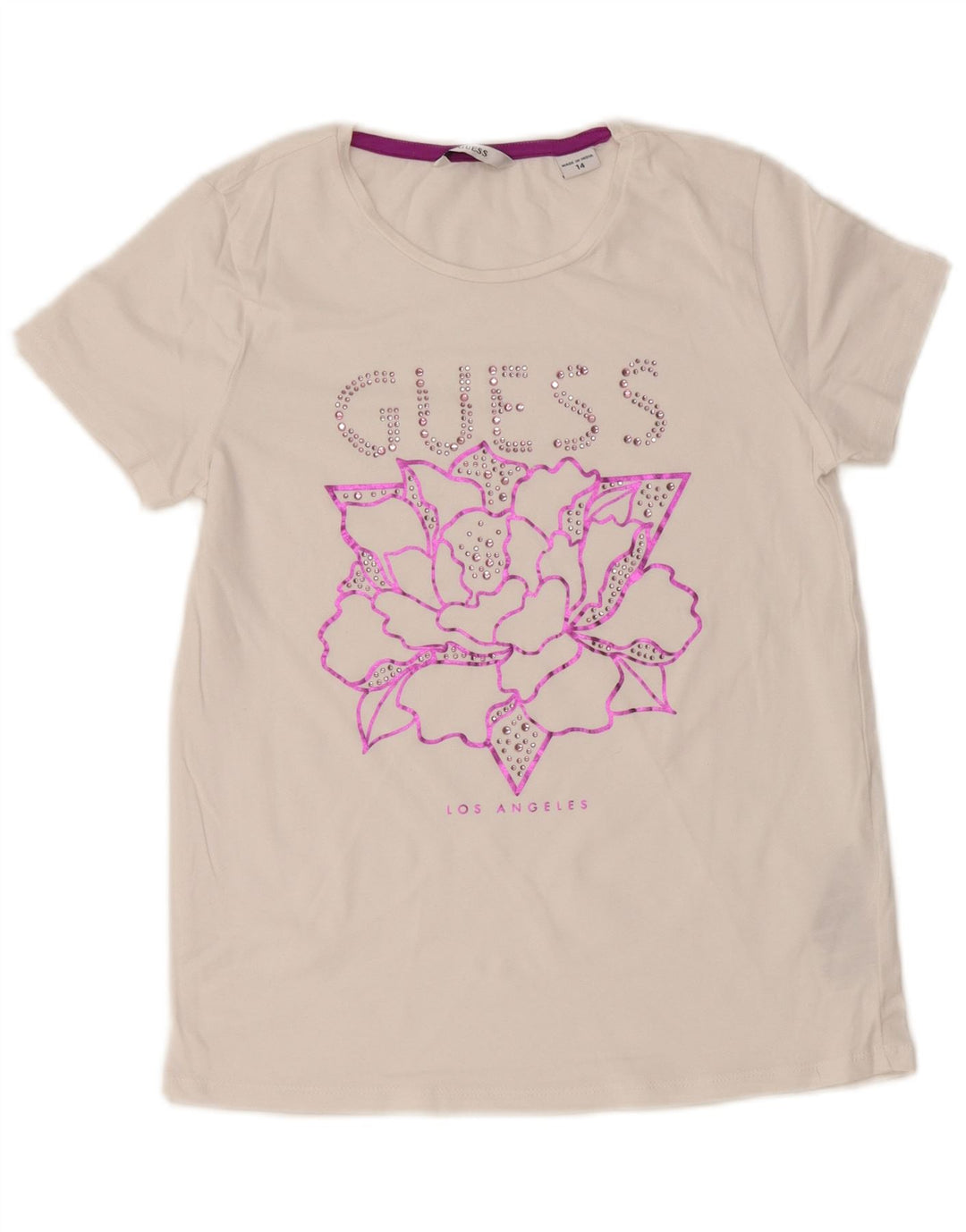 GUESS Piger Grafisk T-Shirt Top 13-14 År Hvid Bomuld