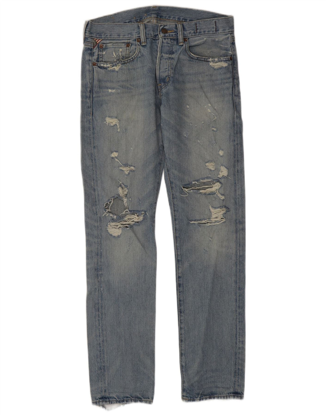 Ralph Lauren Herre Distressed Straight Jeans W31 L32 Blå Bomuld