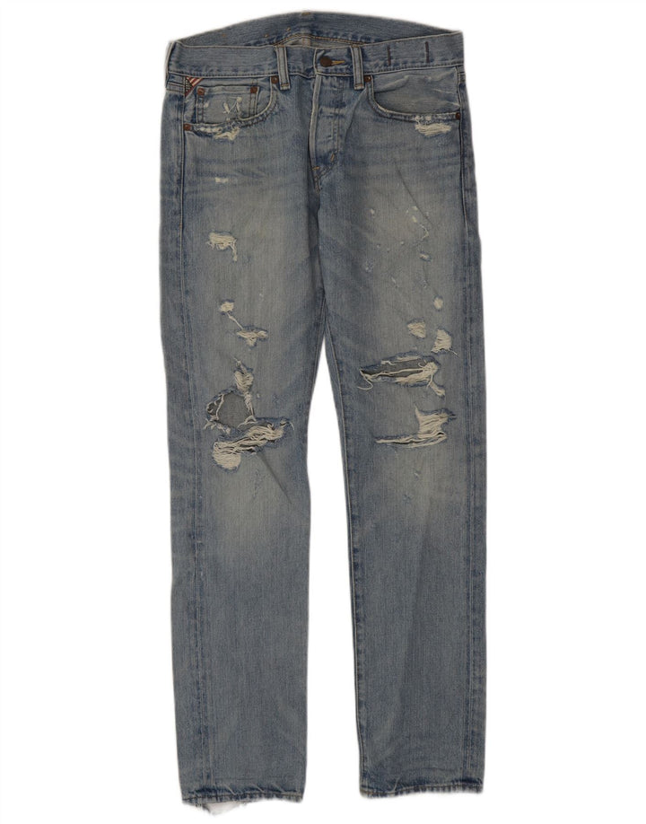 Ralph Lauren Herre Distressed Straight Jeans W31 L32 Blå Bomuld
