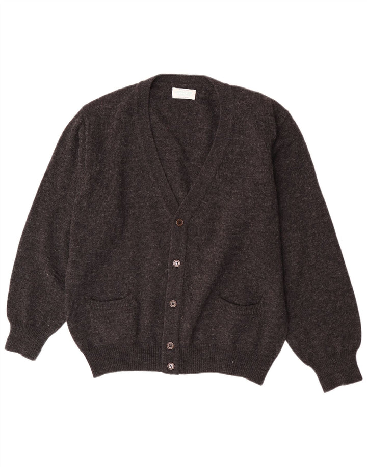 Benetton Herre Cardigan Sweater IT 52 Stor Grå Virgin Wool