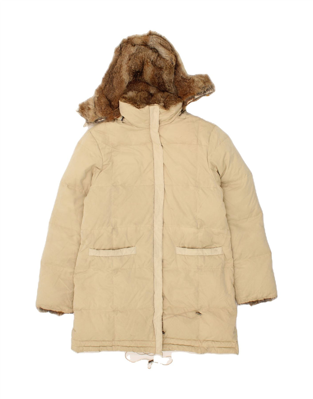 MARINA YACHTING Womens Hooded Padded Coat IT 44 Medium Beige Cotton Vintage Marina Yachting and Second-Hand Marina Yachting from Messina Hembry 