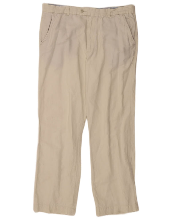 Marks & Spencer Herre Blue Harbor Straight Suit Bukser W40 L33 Off White