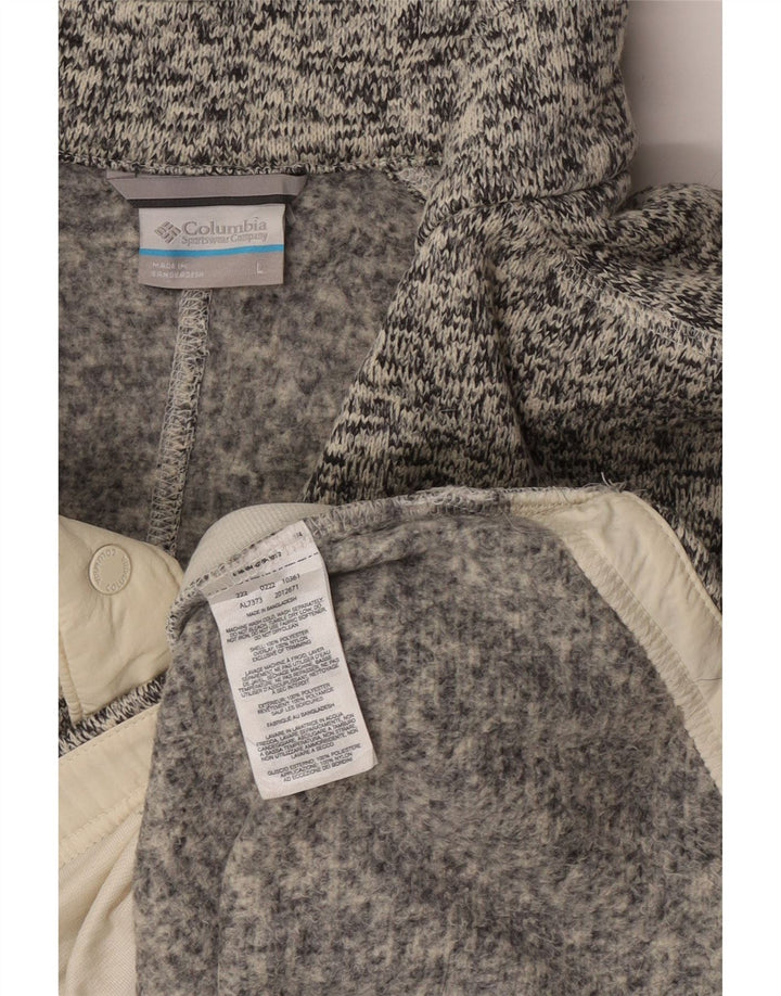 Columbia Herre Button Neck Sweatshirt Jumper Large Grå Flecked Polyester