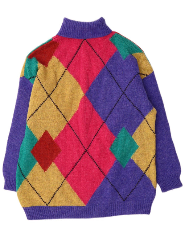 Benetton Dame Roll Neck Jumper Sweater UK 16 Large Multicolor