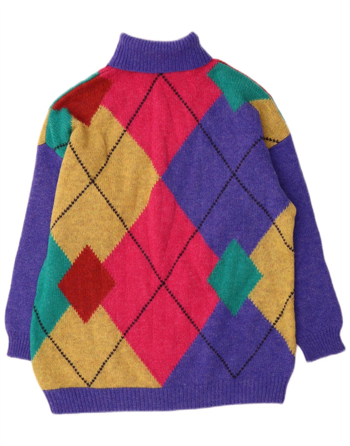 Benetton Dame Roll Neck Jumper Sweater UK 16 Large Multicolor