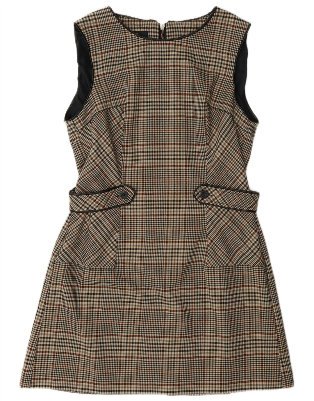 Næste Kvinders Ærmeløs A-Line Kjole UK 14 Medium Grey Houndstooth