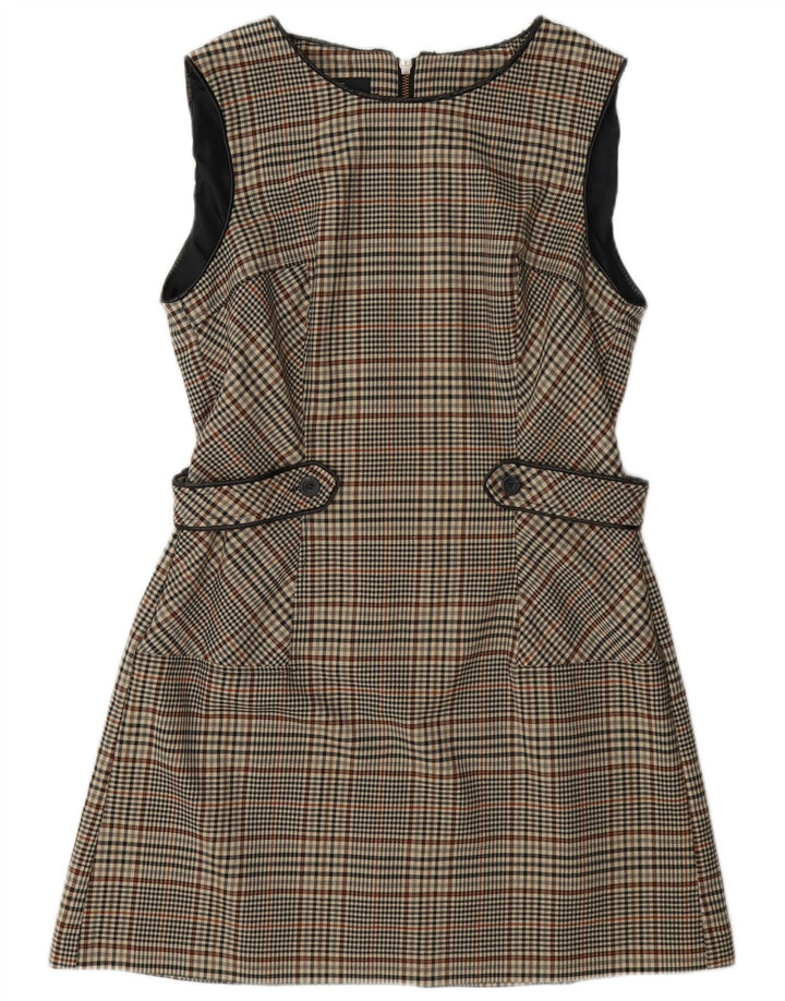 Næste Kvinders Ærmeløs A-Line Kjole UK 14 Medium Grey Houndstooth