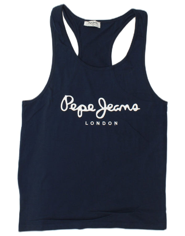 PEPE Jeans Herre Grafisk Vest Top Medium Marineblå Bomuld