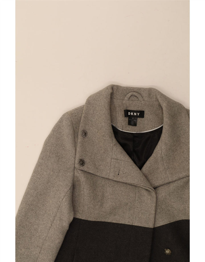DKNY Womens Overcoat UK 14 Medium Grey Colourblock Wool Vintage Dkny and Second-Hand Dkny from Messina Hembry 
