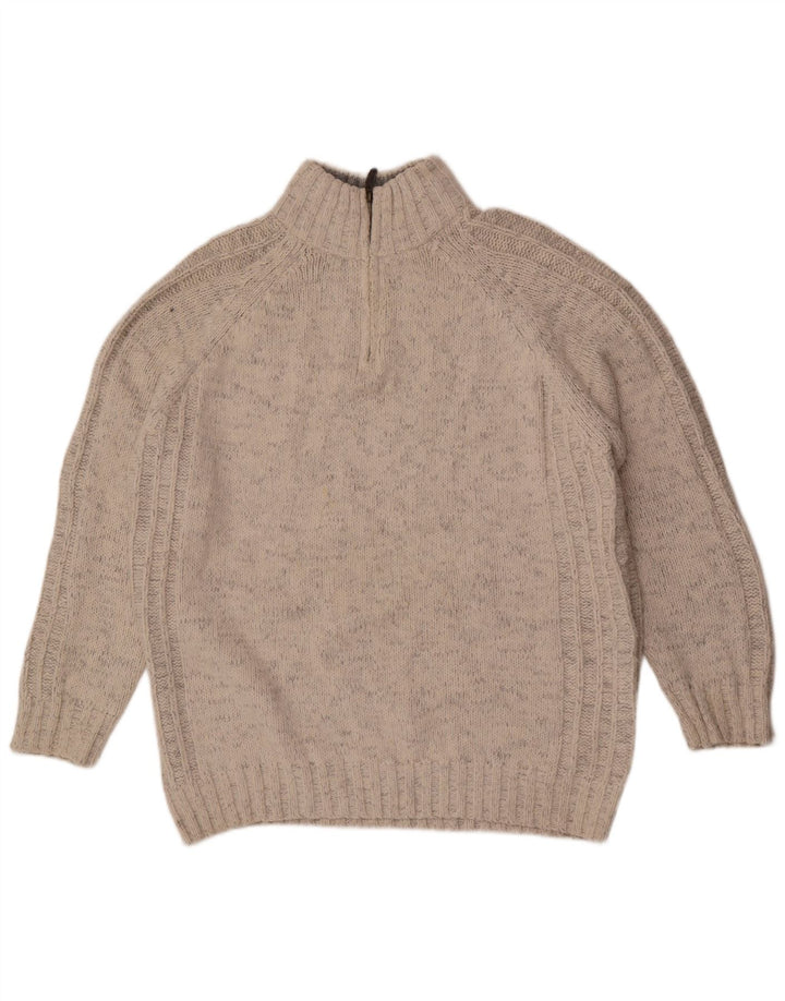 Marks & Spencer Herre Regular Fit Zip Neck sweater XL Beige Flecked