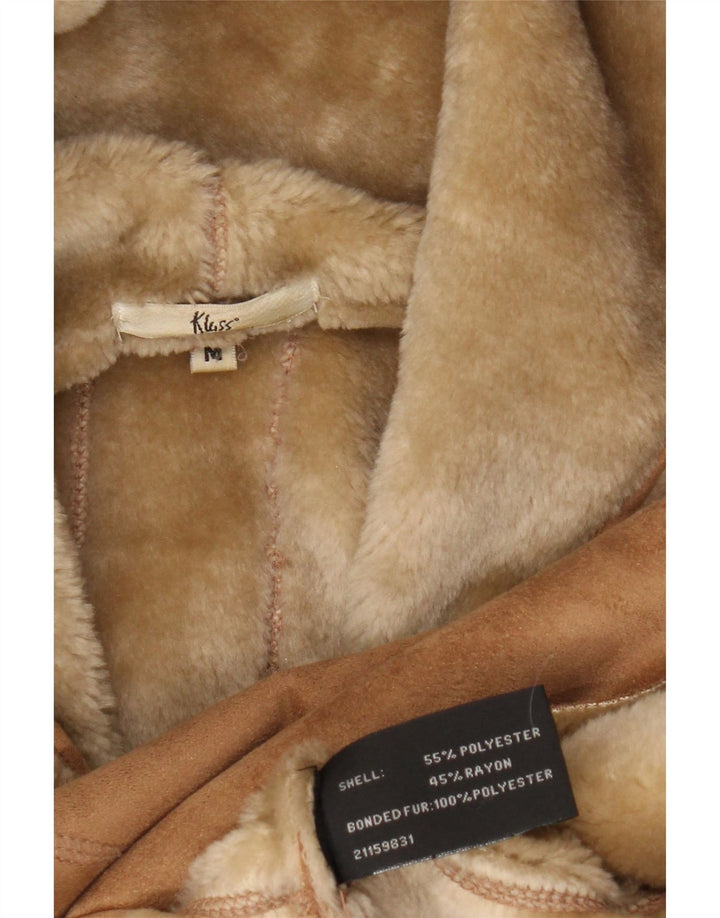Klass Dame Hooded Sherpa Jacket UK 12 Medium Beige Polyester