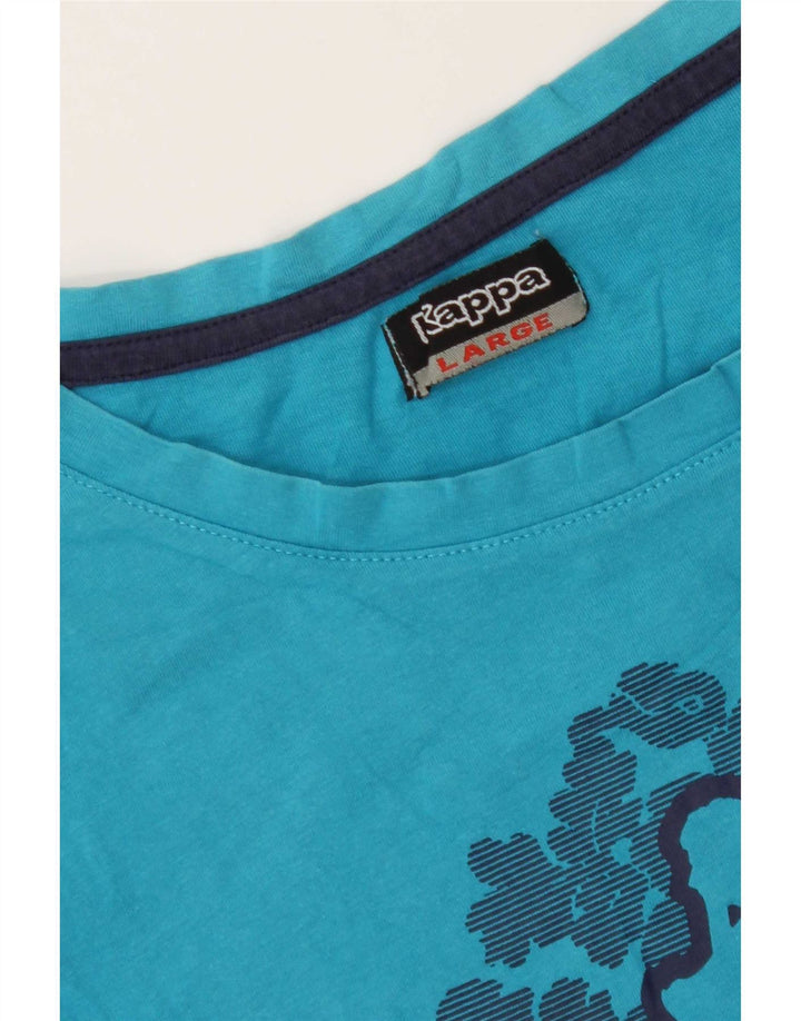 Kappa Dame Grafisk T-Shirt Top UK 14 Stor Blå