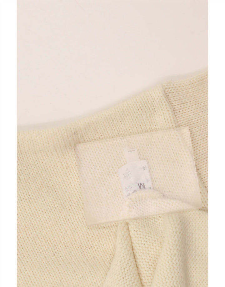 VINTAGE Womens Crop Turtle Neck sweater UK 14 Medium Off White