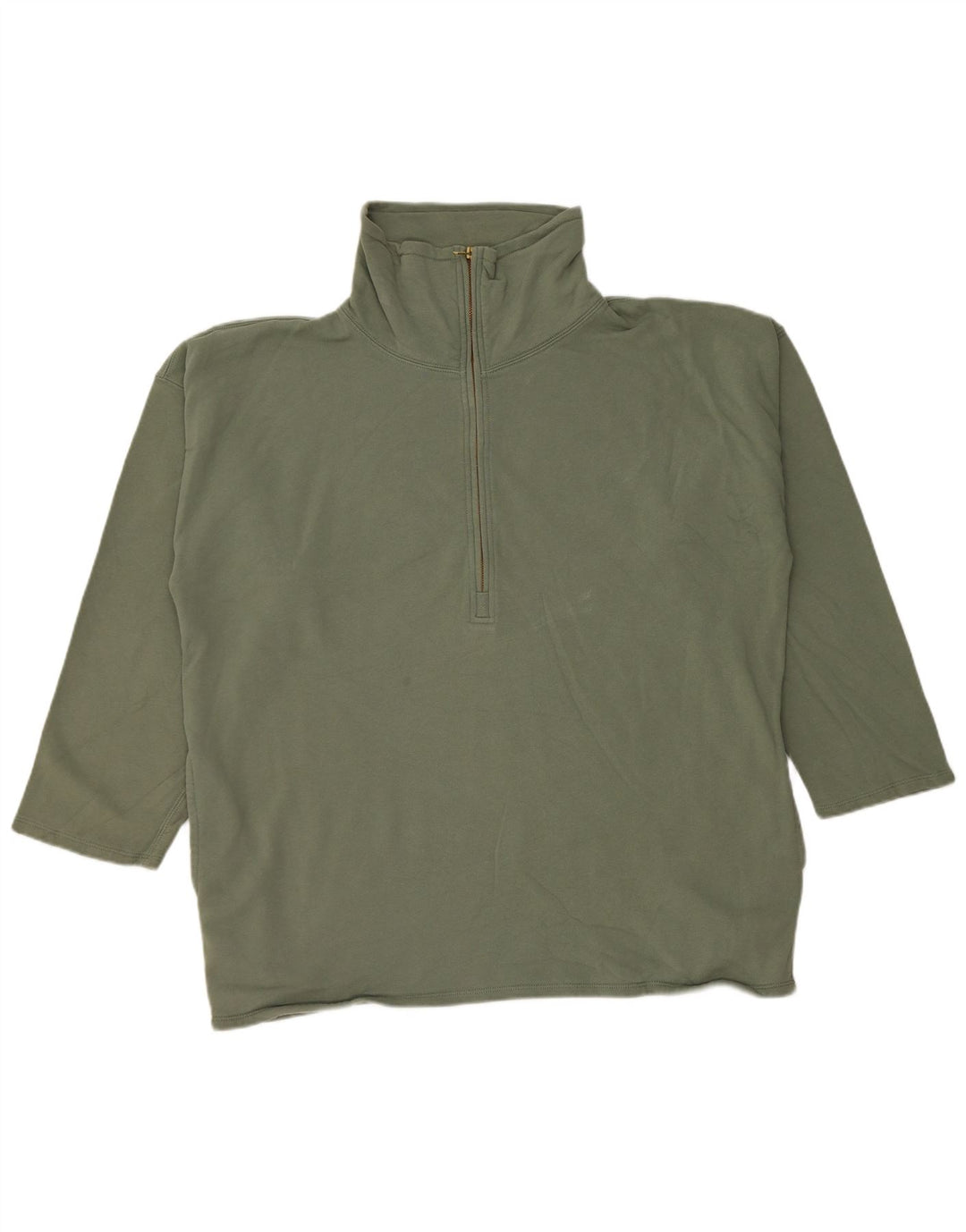 J. CREW Dame Oversized Zip Neck Sweatshirt Jumper UK 16 Large Green