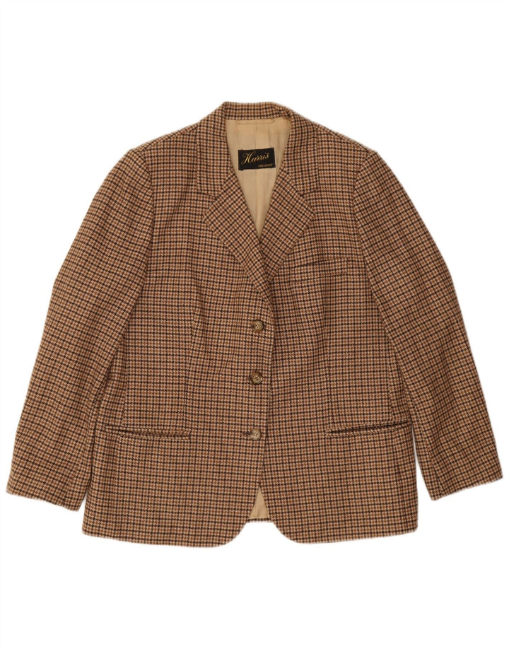 Vintage dame 3-knaps blazerjakke UK 12 Medium Brown Houndstooth
