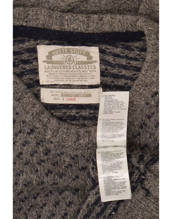 White Stuff Herre Crew Neck Jumper Sweater XL Grå plettet lammeuld