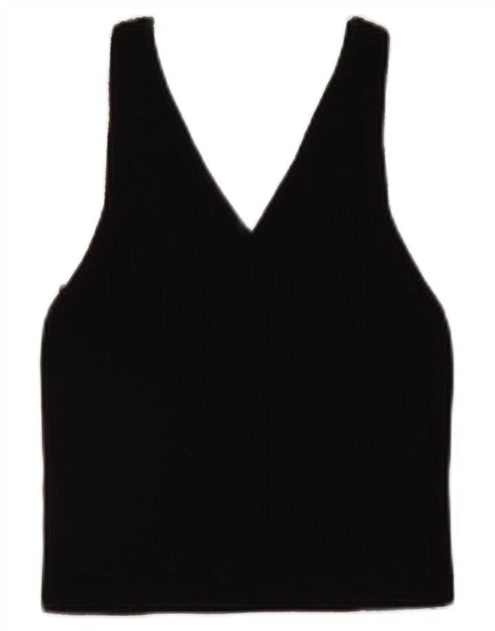 Zara Womens Sleeveless Crop Top UK 12 Medium Black Spotted