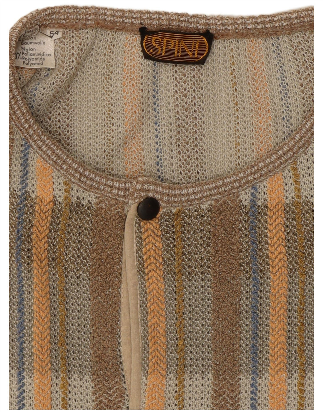 Vintage Herre Button Neck Jumper Sweater IT 54 XL Grå ternet bomuld